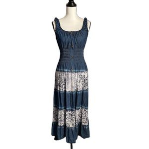 Lapis Blue and White Maxi Dress